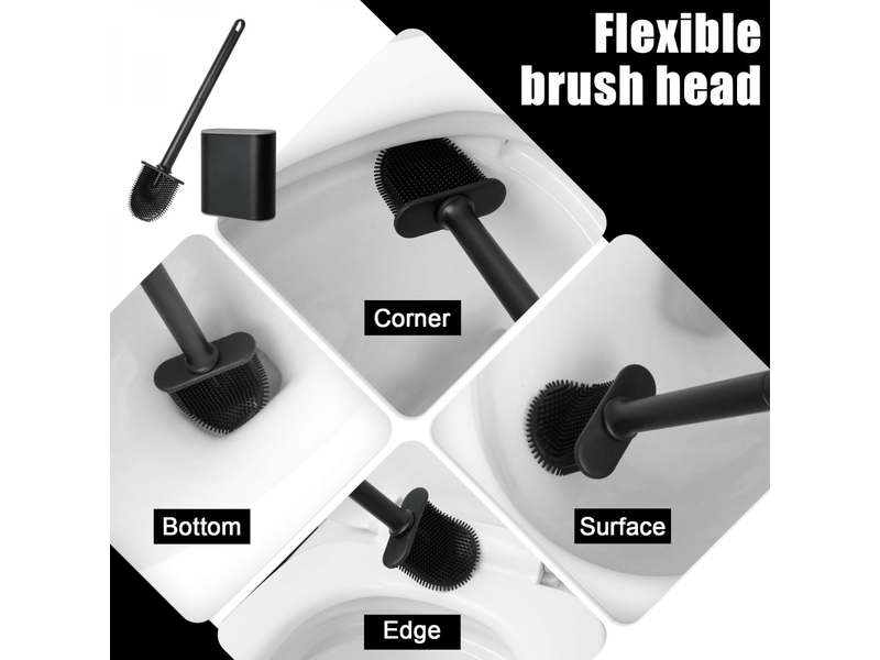  Brosse wc,brosse toilettes wc en silicone pour profondeur avec manche en plastique antidérapant  - Conforama B