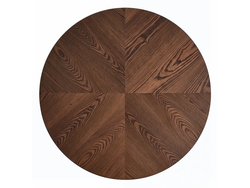  Table basse ronde 78x78x38,5 cm à plateau effet bois laqué couleur marron, design moderne  - Conforama R