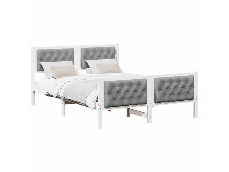 Lit double- lit adulte - cadre de lit gris clair 150 x 200 cm pin massif - Conforama B