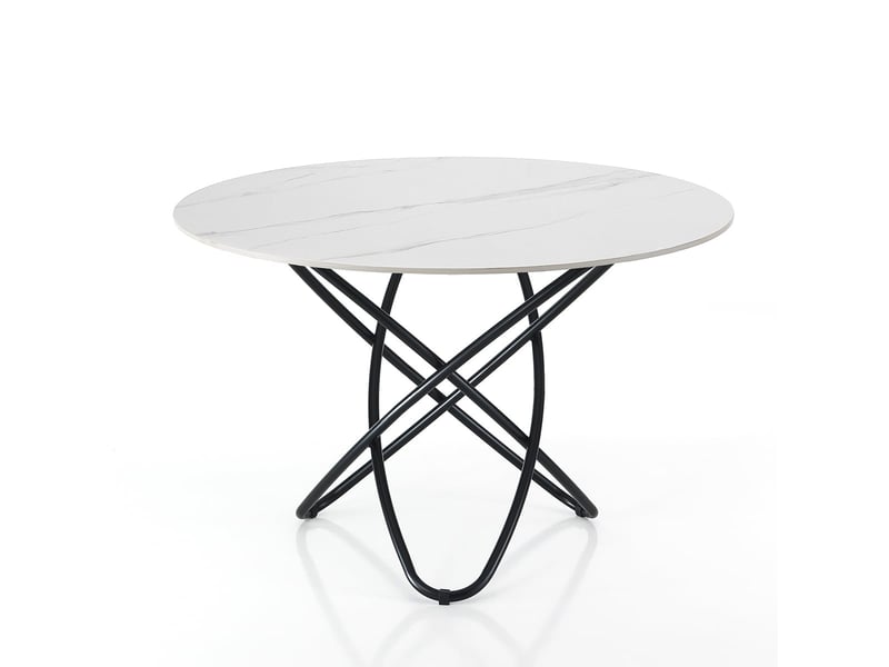 Table ronde en céramique effet marbre blanc ø110 rockford white marble  - Conforama A