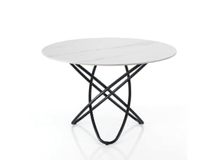 Table ronde en céramique effet marbre blanc ø110 rockford white marble