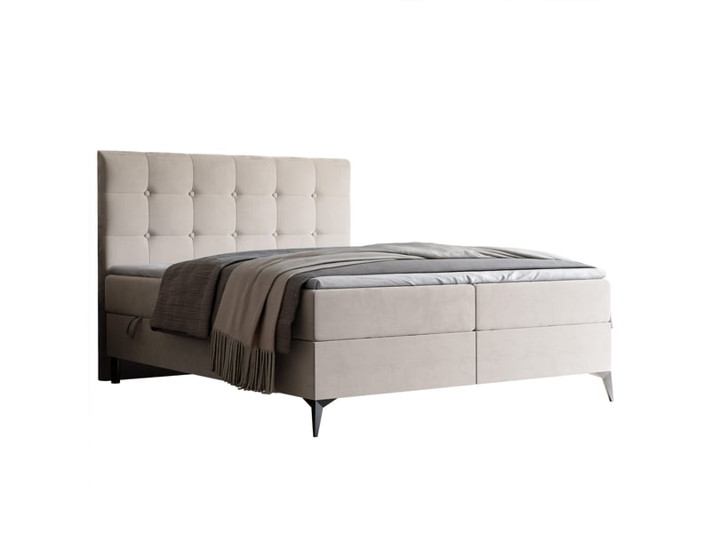  Lit coffre bailey - 180x200 cm - avec matelas et surmatelas - velours dense - crème BAILEY - Conforama A