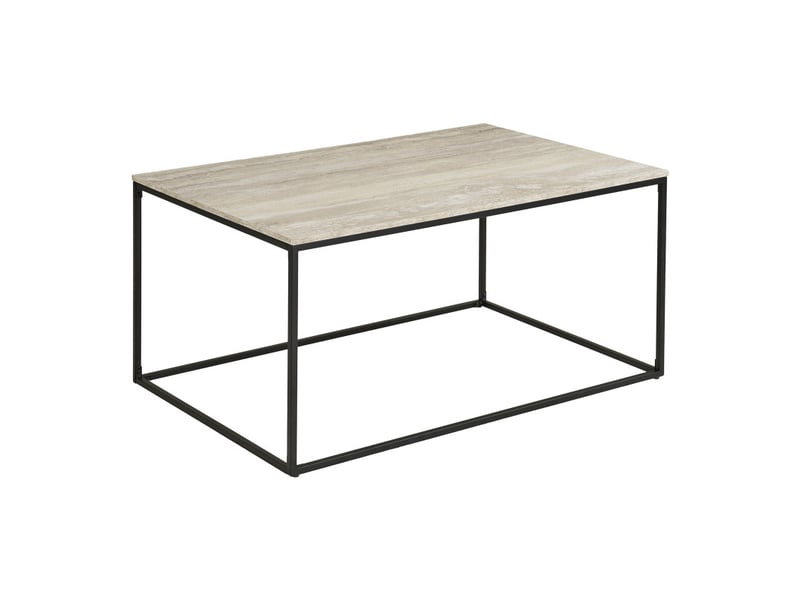 Chic- table basse décor travertin et métal 90x60 cm  - Conforama C