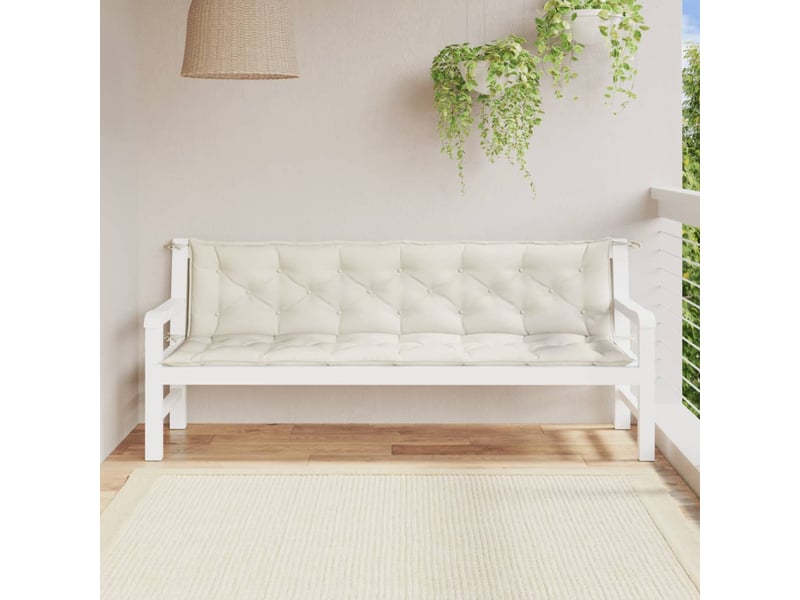  Lot de 2 coussins de banc de jardin, coussins d'assise crème mélangé tissu cf58652  - Conforama C