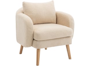 Fauteuil d'accent 75x69x71cm – fauteuil salon individuel avec coussin de 14cm et oreiller lombaire – tissu de velours teddy - beige