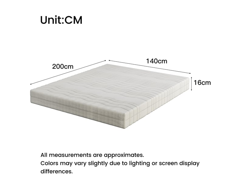 Matelas en mousse à mémoire de forme à soutien moyen avec housse 3d amovible et lavable, blanc 140 × 200 × 16 cm  - Conforama C