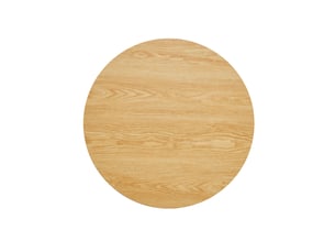 Lot de 2 tables basses rondes, effet bois, pied acier carbone crème, ø70×40 & ø50×50 cm