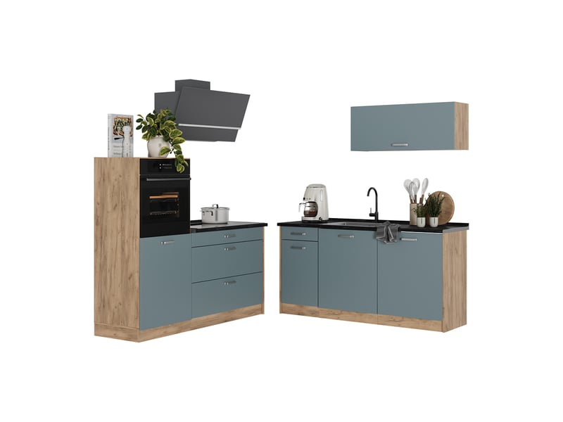  Vicco cuisine, bleu-grischêne doré, 160cm sans plan de travail  - Conforama E