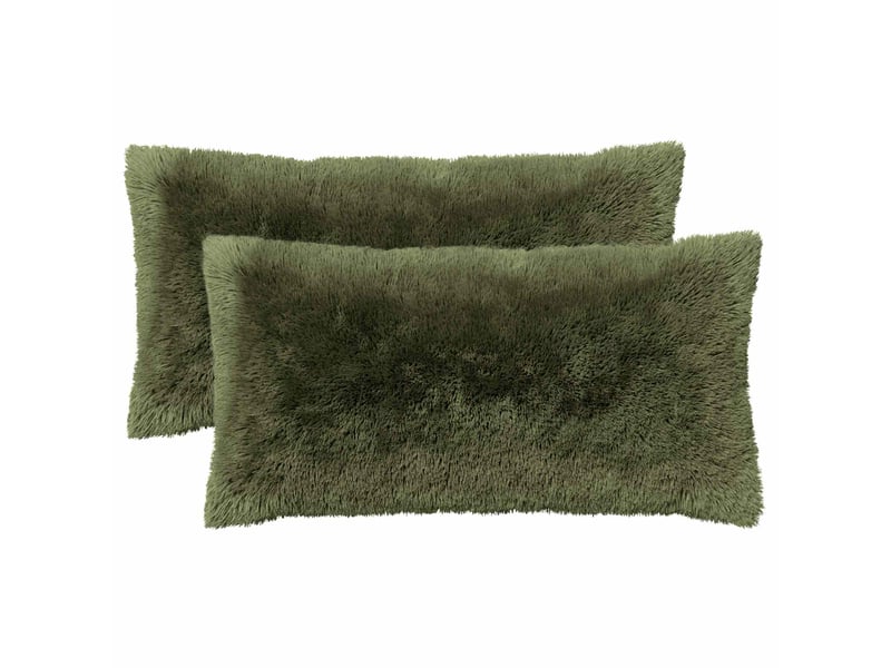  Lot de 2 coussins avec oreiller, coussins décoratifs heerlen vert fleece pv cf50629  - Conforama A