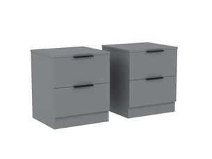 Table de chevet trega 2 tiroirs, commode de nuit, chambre, set de 2, 41x39x28cm, gris