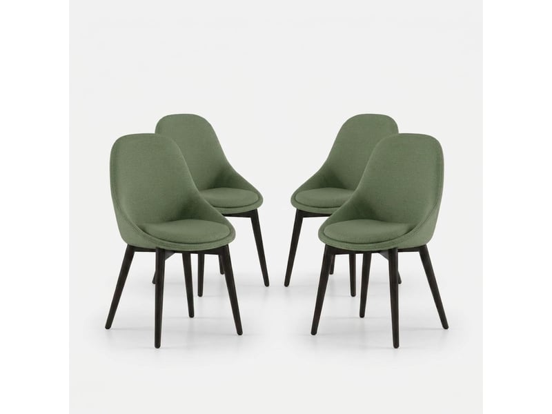  Lot de 4 chaises de salle à manger rembourrées en tissu delphi - vert foncé  - Conforama A
