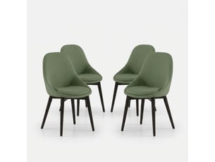 Lot de 4 chaises de salle à manger rembourrées en tissu delphi - vert foncé