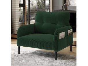 Fauteuil fixe <strong>MAISENTIEL</strong> <strong></strong> Velours côtelé vert vendu A l'unité