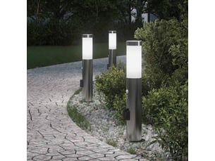 Lot de 3 borne lumineuse avec détecteur et prise 50 cm acier inoxydable ip44 shl95073