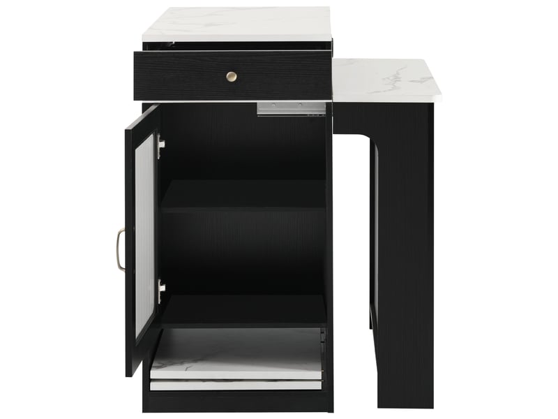  Îlot de cuisine à roulettes avec table extensible, plateau amovible, prises, bar ou buffet, noir Fay Lum - Conforama R