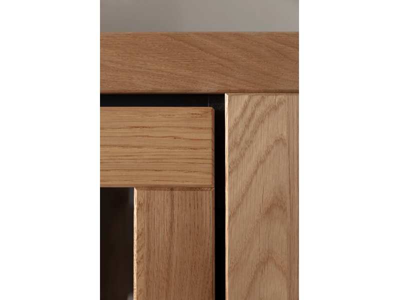 Vitrine 1 porte coloris chêne massif huilé - longueur 72 x hauteur 200 x profondeur 40 cm  - Conforama D