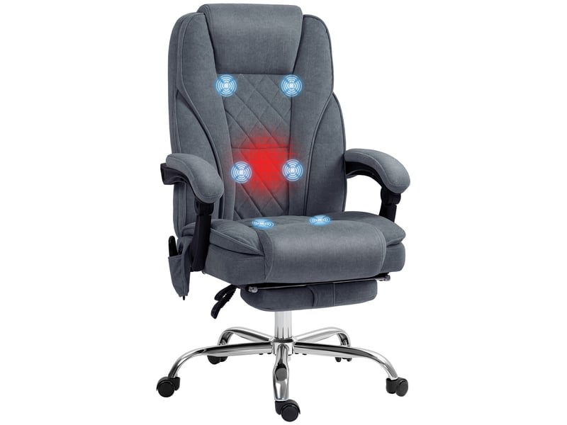  Fauteuil de bureau massant et chauffant, chaise de bureau, 67x72x119cm, gris foncé  - Conforama B