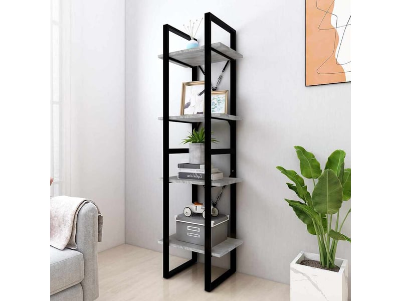  Bibliothèque 4 niveaux, armoire à livres sonoma gris 40x30x140 cm bois  - Conforama C