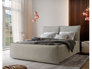 Lit avec rangement 180x200 cm <strong>MASSENO</strong> <strong></strong> coloris beige