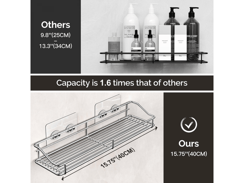  Serviteurs de douche panier étagère organisateur de salle de bain cuisine spice rack acier inoxydable sus304 - sans perçage  - Conforama B