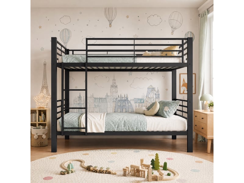 Lit superposé métal 90 × 200 cm, échelle réversible, noir Fay Lum - Conforama D