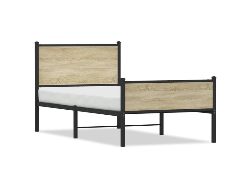  Lit simple- lit adulte -  cadre de lit en métal sans matelas chêne sonoma 100x200 cm  - Conforama A