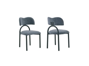 Chaises de salle à manger modernes, lot de 2, assise et dossier rembourrés, métal noir