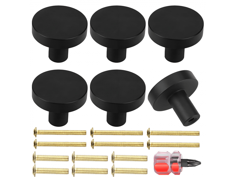  Poignées pour meubles lot de 6 : boutons ronds pour portes d'armoire, commode et cuisine avec tournevis  - Conforama A