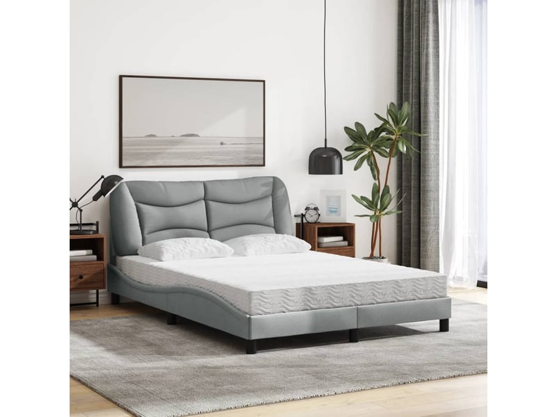  Lit avec matelas hvar gris clair 120x200 cm tissu  - Conforama C