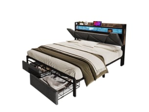 Lit avec rangement 160x200 cm TCQPZ   coloris gris