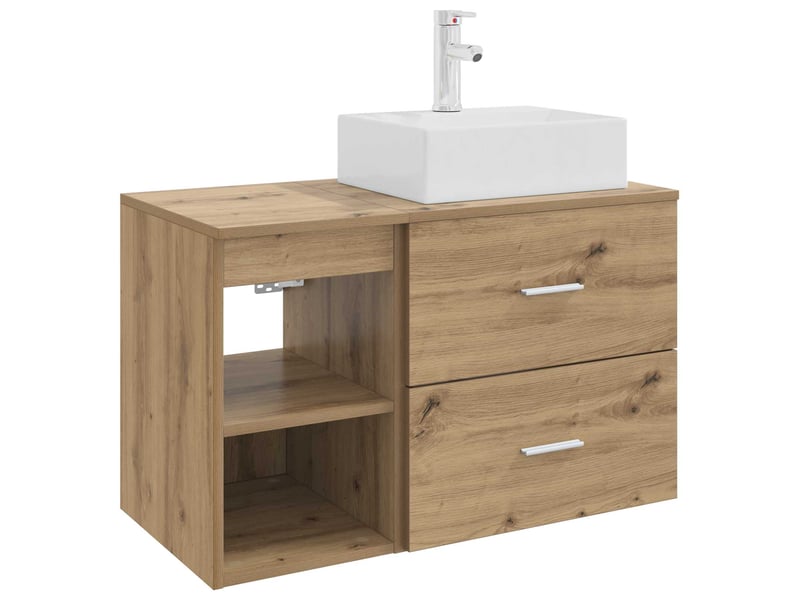  Ensemble de mobilier de salle de bain 2 pcs chêne artisanal shl961  - Conforama A