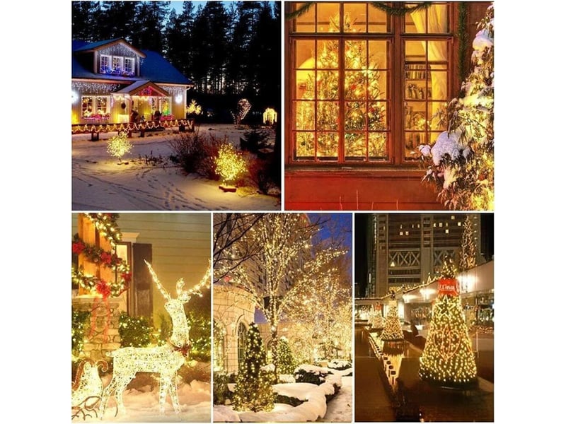  Guirlande lumineuse solaire,1 jeu de guirlandes lumineuses solaires 200 led étanches 8 fonctions, 22 m  - Conforama E