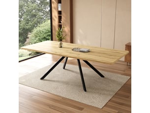 Table à manger extensible 160200240 x 90 cm, plateau rectangulaire, 3 longueurs pour 6 à 10 personnes, pieds métal, coloris chêne