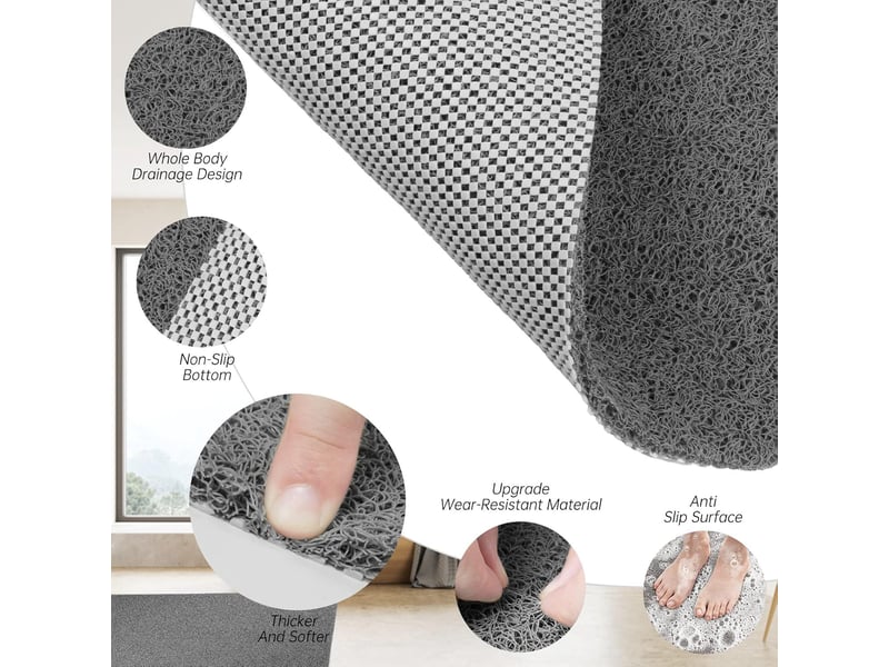  Tapis de douche antidérapant en luffa souple anti-moisissure pvc, 50 x 80 cm (gris)  - Conforama D