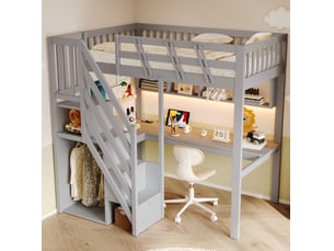 Lit combiné 90x200 cm <strong>MODFU</strong> <strong></strong> coloris gris