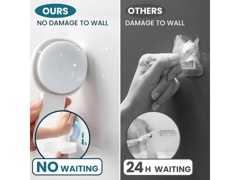  Porte-savon à ventouse pour salle de bain, mural, porte-savon amovible en plastique avec trou de drainage.  - Conforama B