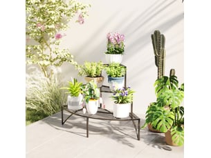 Support de plantes d’angle 87x60x60 cm – noir – 3 niveaux en métal pour intérieur et extérieur