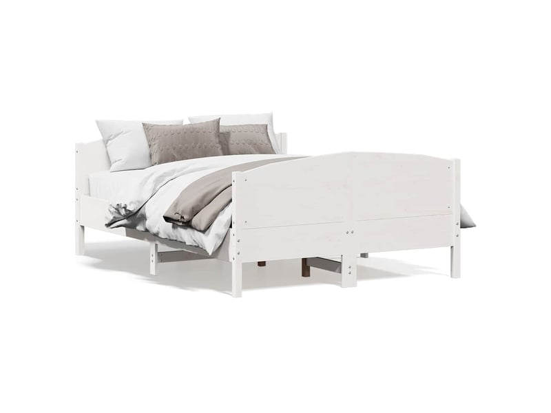  Lit double- lit adulte -  cadre de lit sans matelas blanc 150x200 cm bois de pin massif  - Conforama A