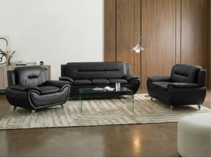 Ensemble de salon 6 places leira cuir pu noir