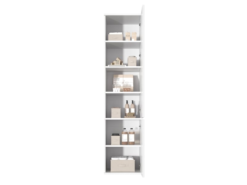  Rangement haut sdb 47x50x200 cm, 6 compartiments, 2 portes, blanc  - Conforama A