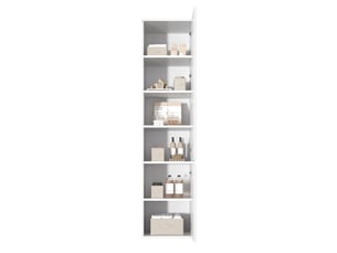 Rangement haut sdb 47x50x200 cm, 6 compartiments, 2 portes, blanc