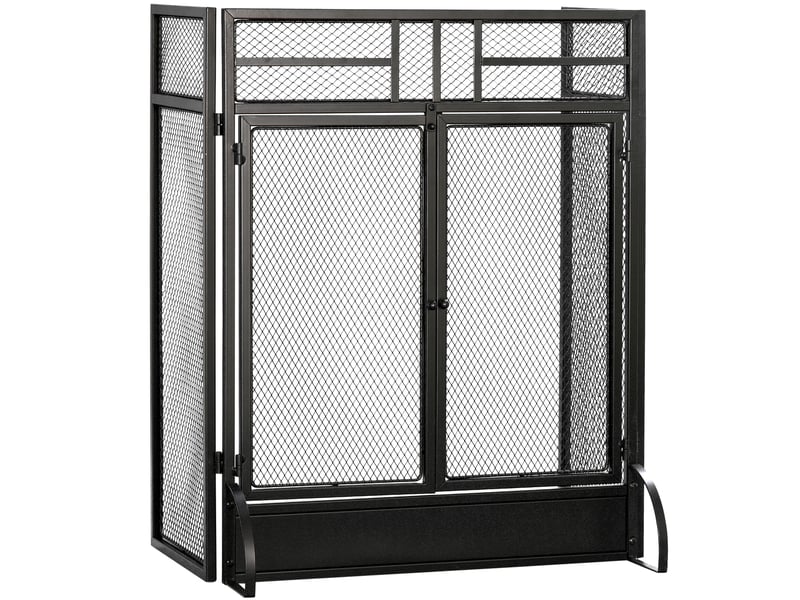  Pare-étincelles grille de protection pour cheminée pare-feu barrière de sécurité 3 pliables volets et porte 120 x 79 cm  - Conforama A