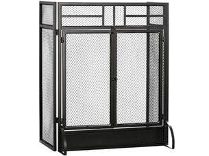 Pare-étincelles grille de protection pour cheminée pare-feu barrière de sécurité 3 pliables volets et porte 120 x 79 cm
