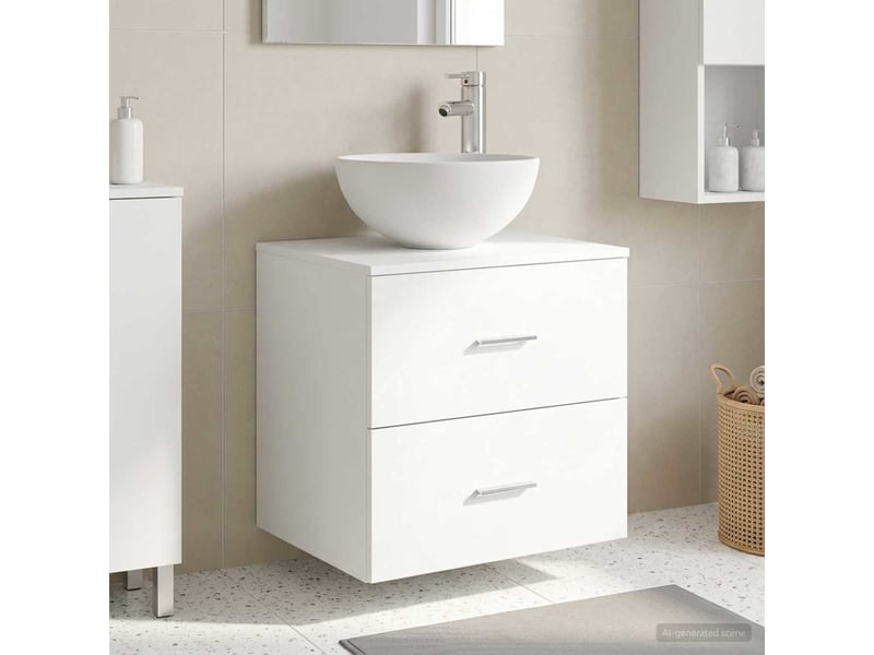 Meuble lavabo mural, meuble de rangement blanc 49.5x35x63 cm bois d'ingénierie - Conforama B