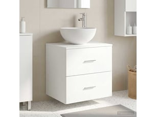 Meuble lavabo mural, meuble de rangement blanc 49.5x35x63 cm bois d'ingénierie