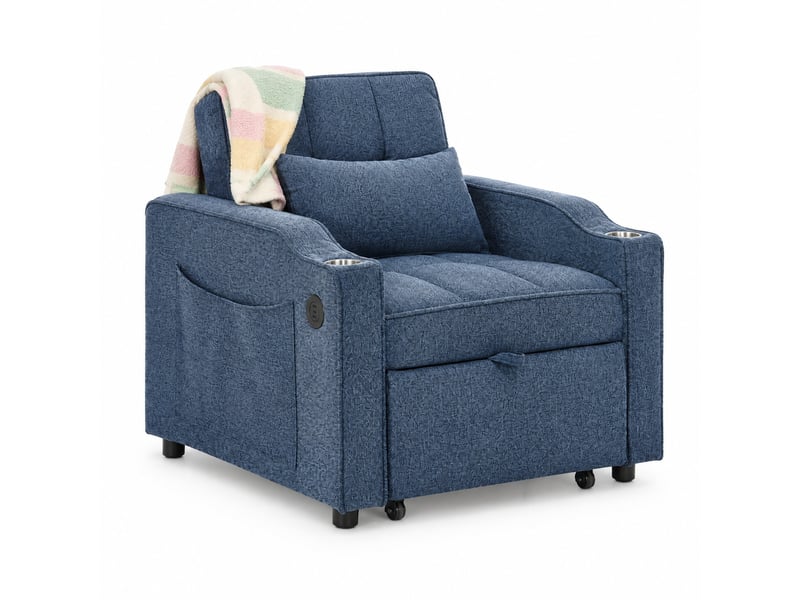  Fauteuil convertible 1 place avec couchage 190 cm et ports usb evryae  - Conforama A
