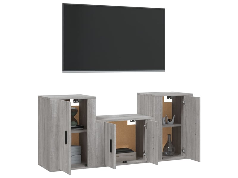  Ensemble de meubles tv 3 pcs sonoma gris bois d'ingénierie shl69668  - Conforama C