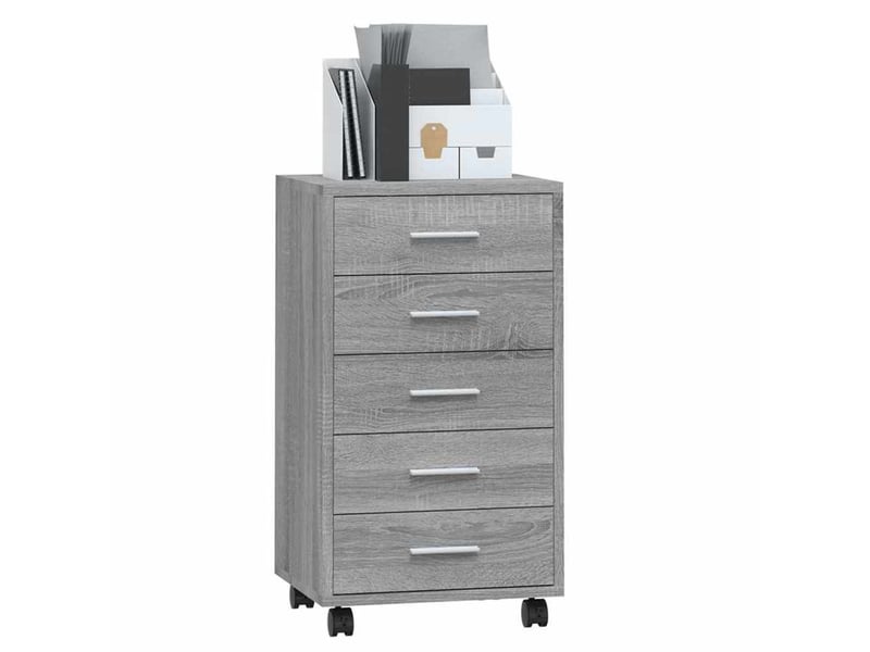  Armoire à tiroirs, rangement bureau avec roulettes sonoma gris bois d'ingénierie  - Conforama C