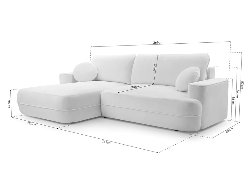Canapé d’angle avec fonction lit peoni 267cm style cuivré d Peoni - Conforama D