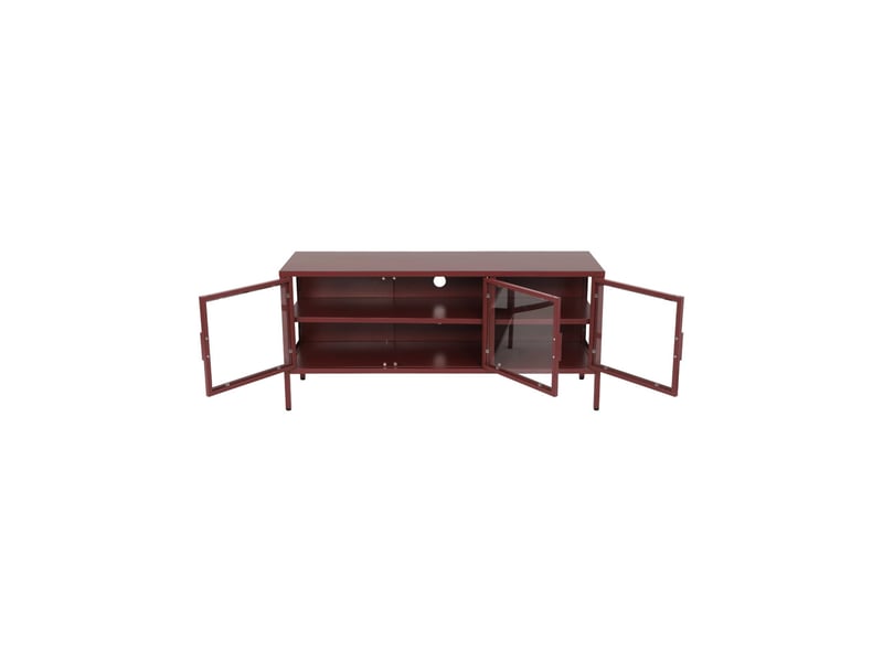  Meuble tv industriel métal et verre trempé 3 portes 120cm bordeaux - arkansas  - Conforama C